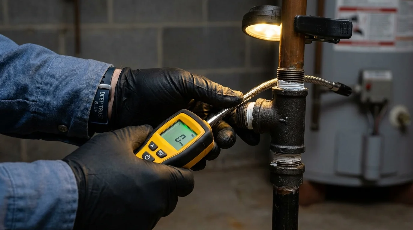 Gas leak detection with electronic sniffer by Johns Plumbing LLC in Amory