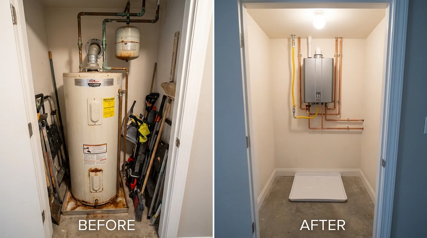Tank water heater versus wall-mounted tankless unit comparison for Amory, MS homeowners